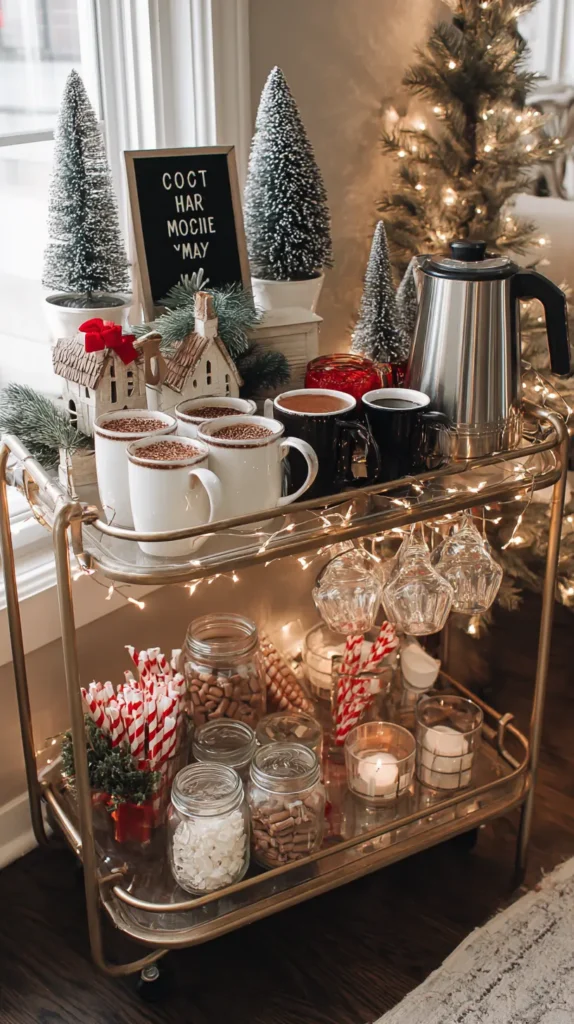 A Compact Bar Cart or Hot Cocoa Station for Beverage Service and Decor