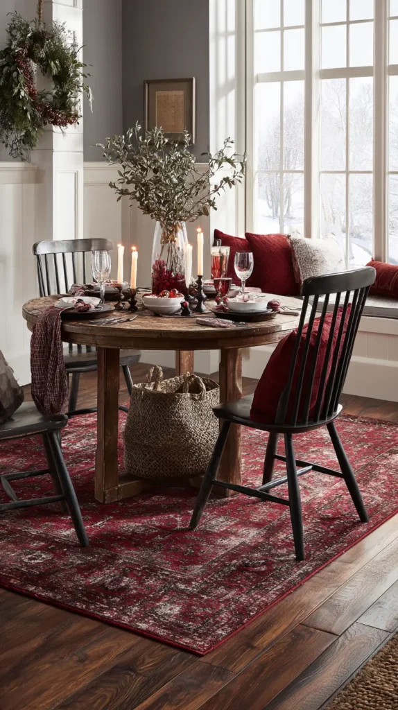 A Seasonal Area Rug to Anchor and Add Warmth Under the Dining Table