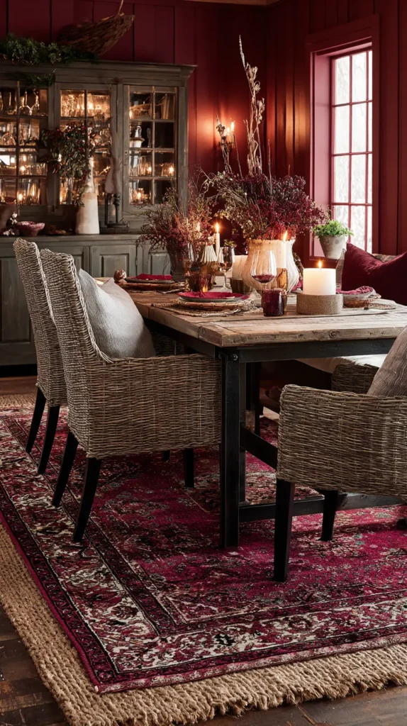 A Seasonal Area Rug to Anchor and Add Warmth Under the Dining Table