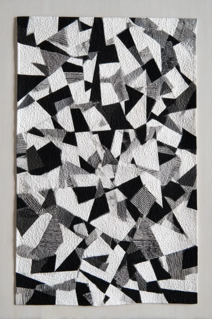 Abstract Black and White Quilt Patterns for Artistic Wall Hangings