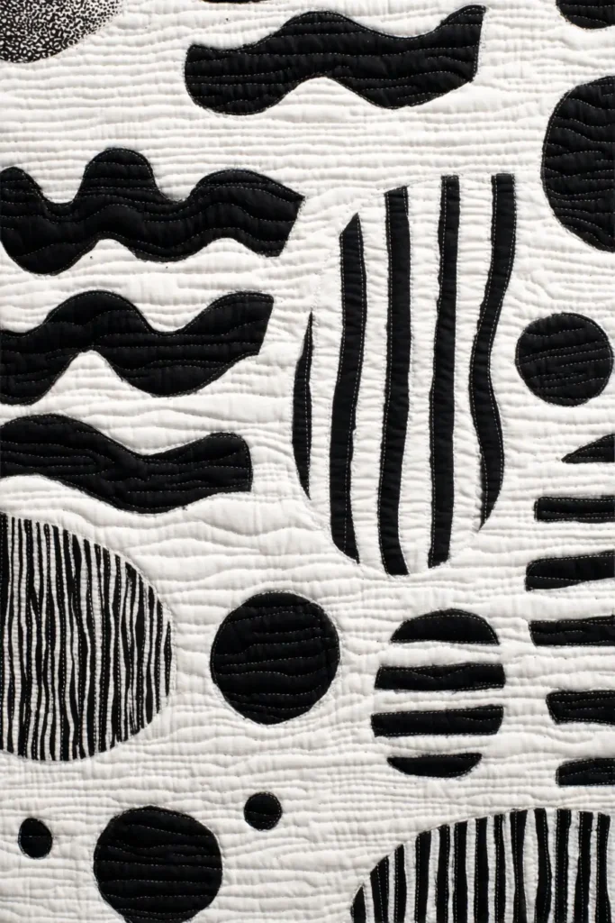 Abstract Black and White Quilt Patterns for Artistic Wall Hangings