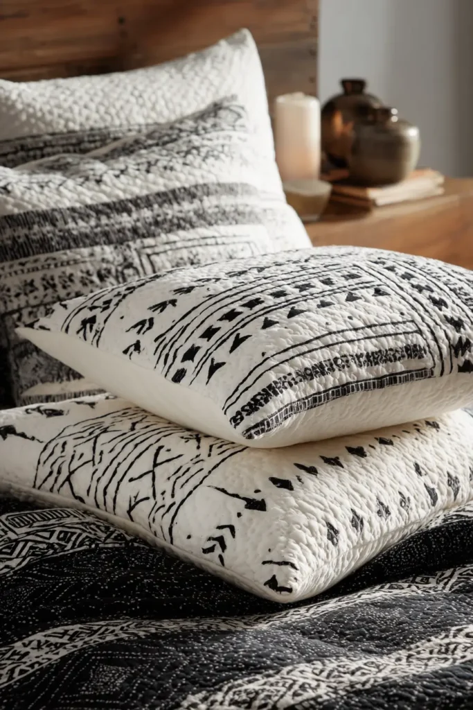 Aztec and Tribal Print Black and White Quilts