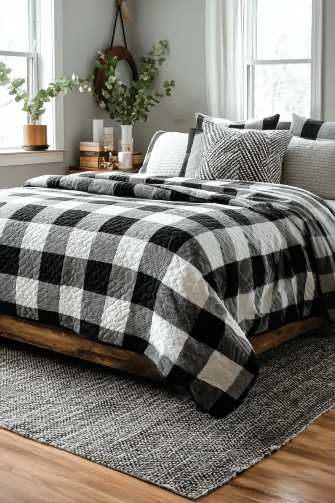 Black and White Checkered Quilt Patterns for Farmhouse Style