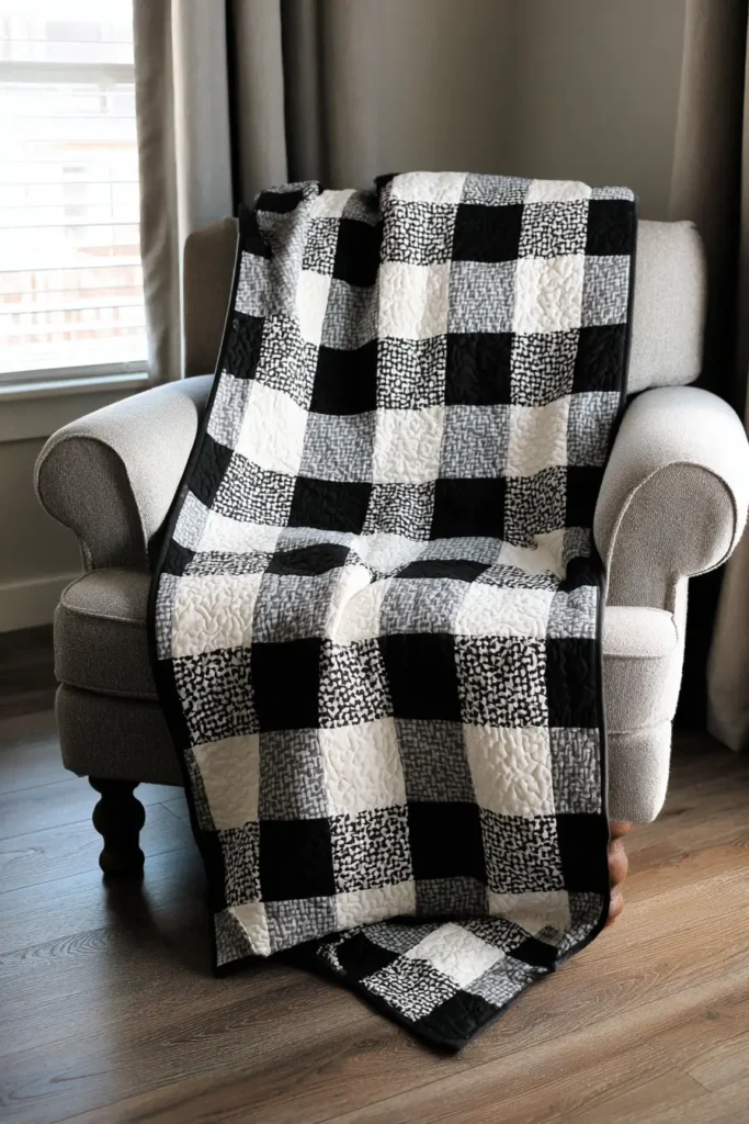 Black and White Checkered Quilt Patterns for Farmhouse Style