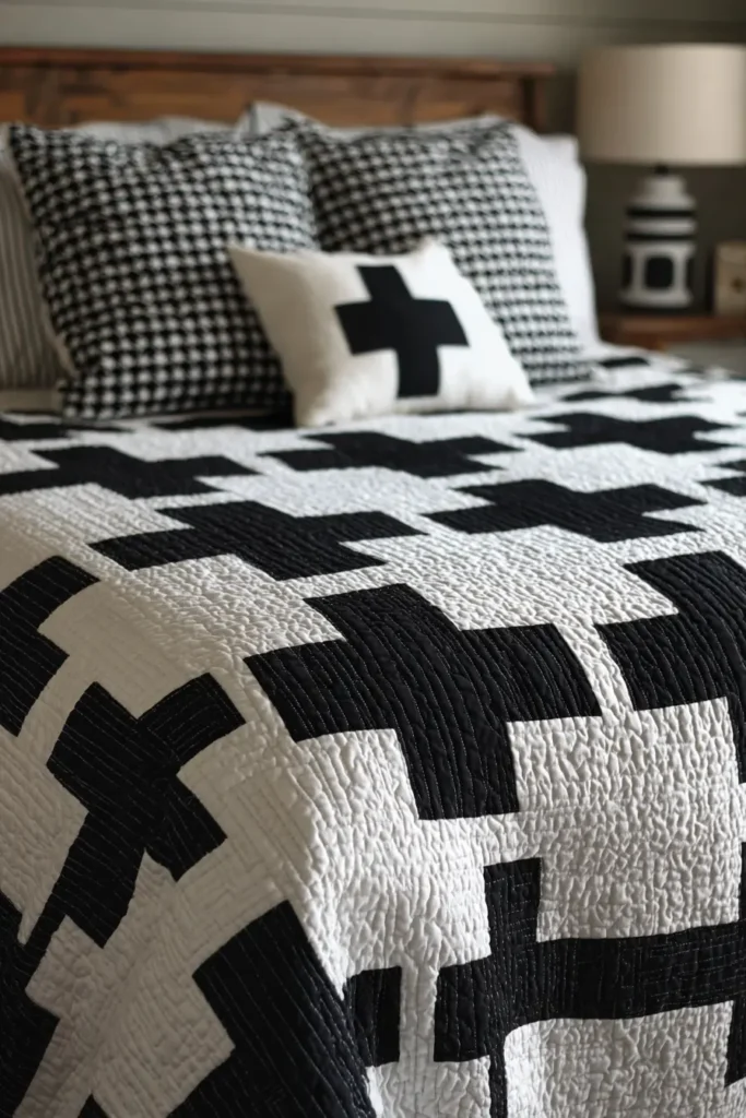 Black and White Modern Farmhouse Quilt Patterns for Bold Contrast