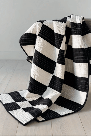 Bold Black and White Stripe Quilts for Contemporary Bedrooms