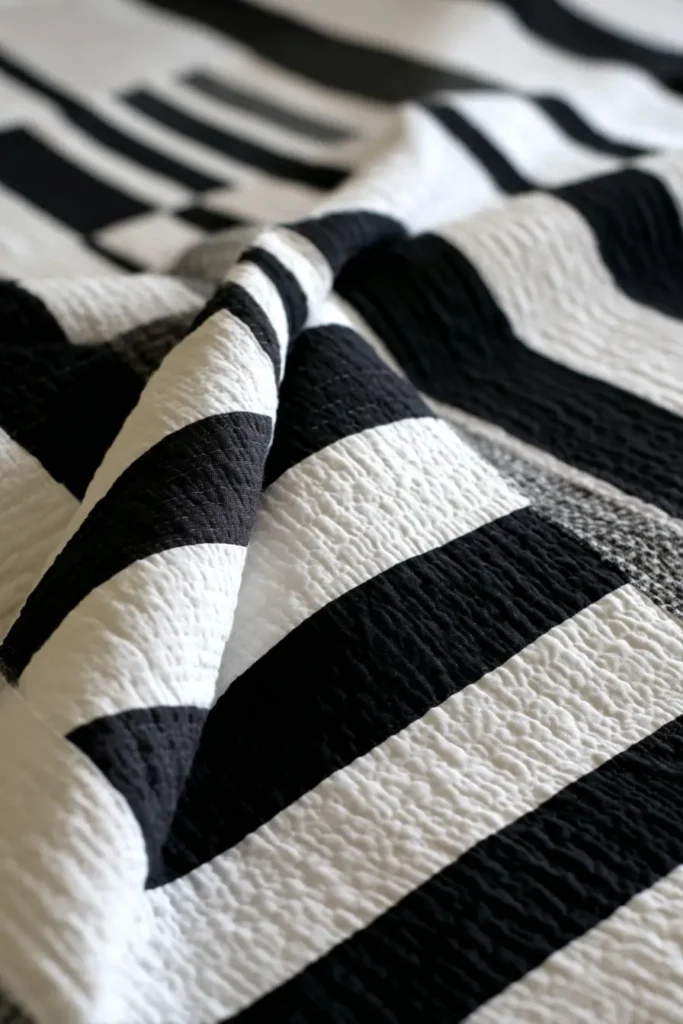 Bold Black and White Stripe Quilts for Contemporary Bedrooms