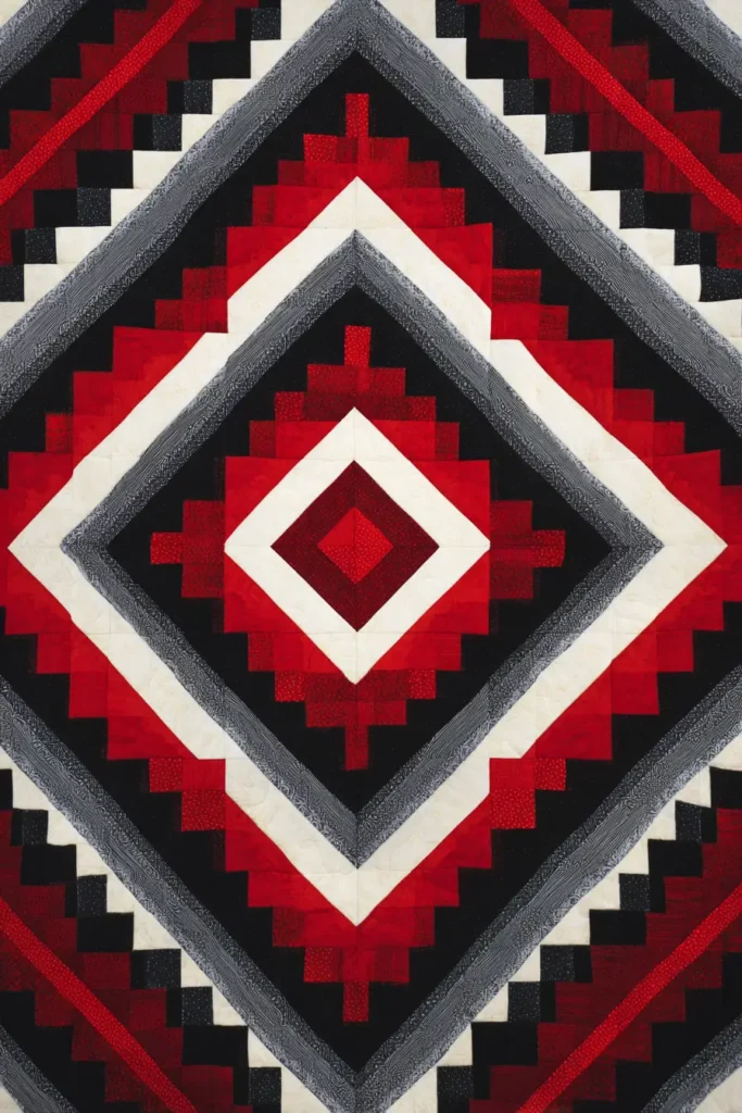 Bold Red, Black, and White Patchwork Quilt for Master Bedrooms