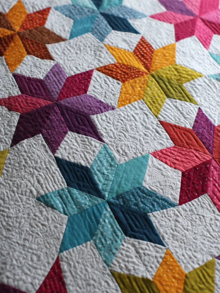 Charming Colorful Rainbow Holiday Star Quilt for Kids