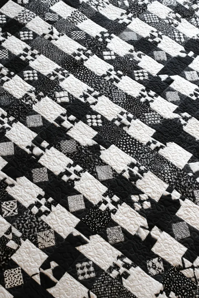 Classic Black and White Patchwork Quilt for Beds and Guest Rooms