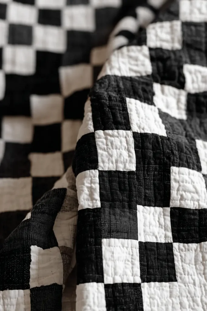 Classic Black and White Patchwork Quilt for Beds and Guest Rooms