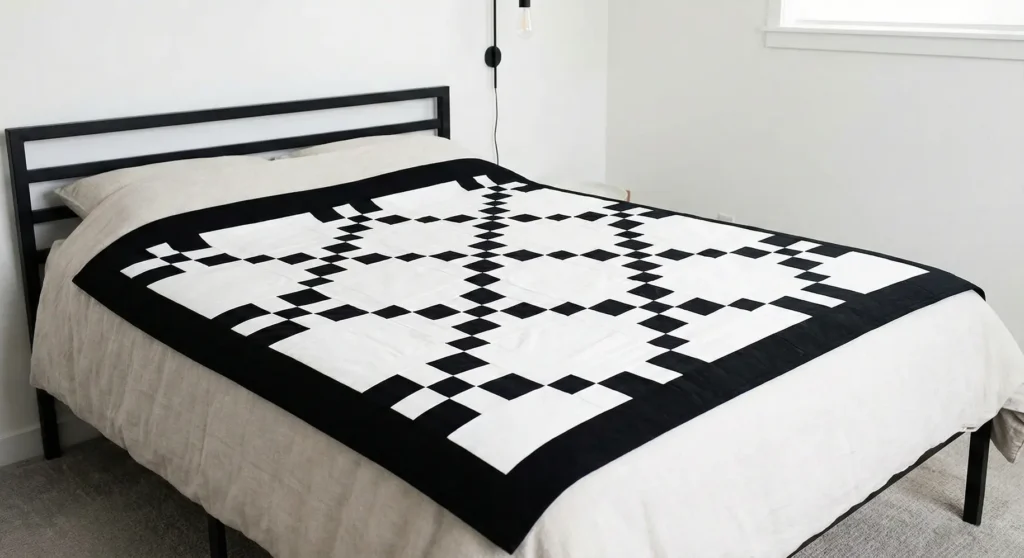 Classic Black and White Patchwork Quilt for Beds and Guest Rooms