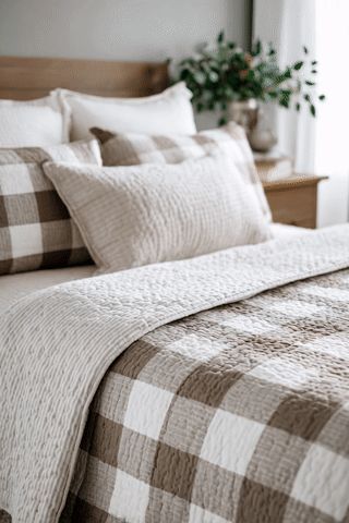 Classic Neutral Modern Farmhouse Quilt Patterns with Soft Whites and Greige