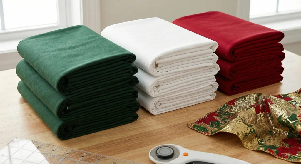 Classic Ohio Star Block Design in Red and Green Fabrics