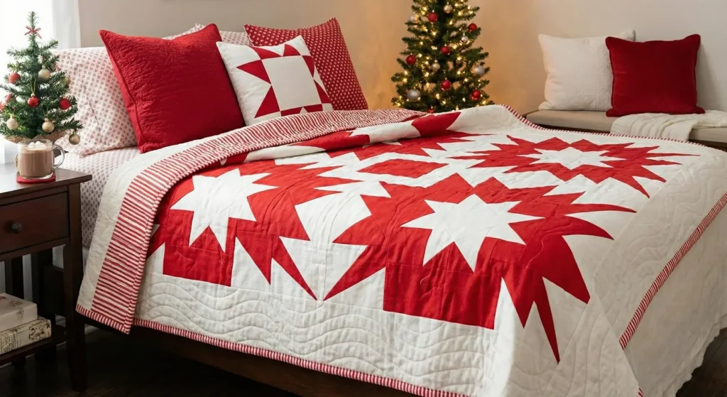 Classic Red and White Christmas Star Quilt Patterns
