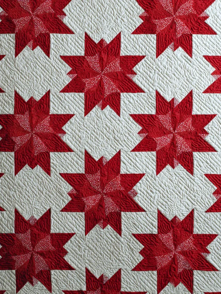 Classic Red and White Christmas Star Quilt Patterns