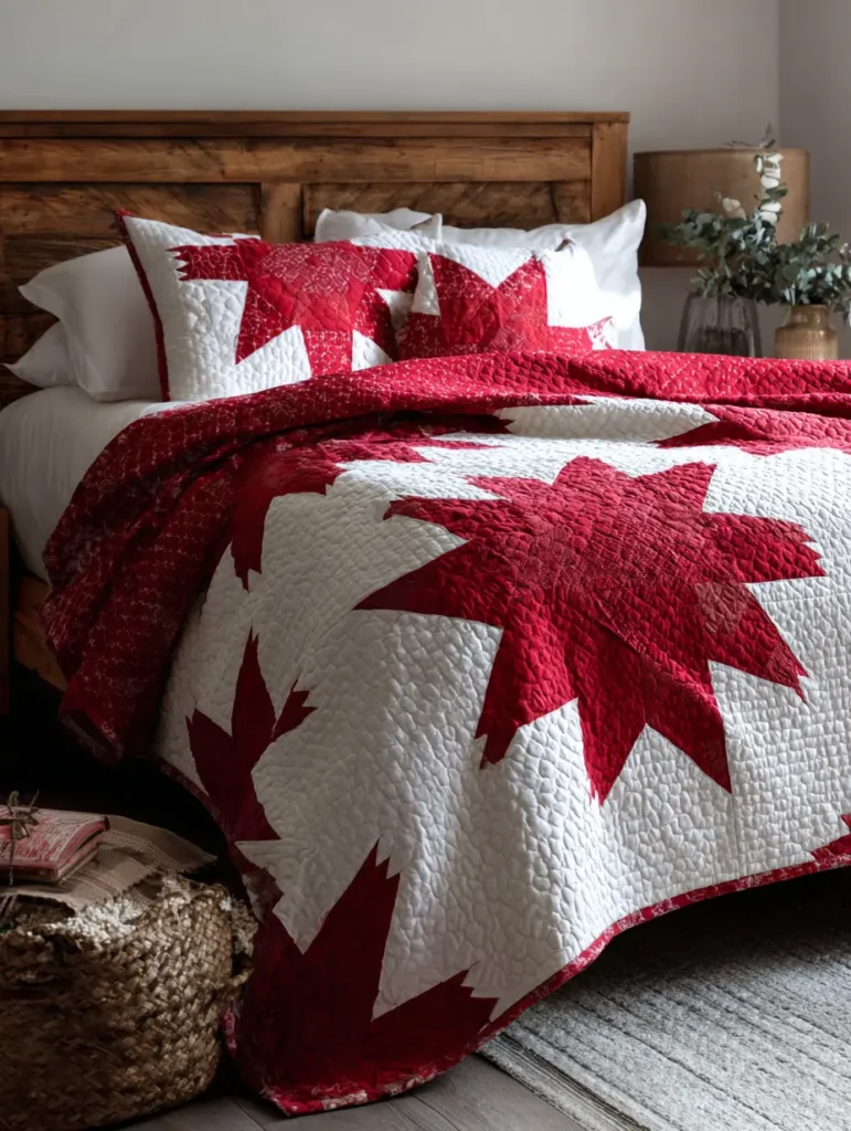 Classic Red and White Christmas Star Quilt Patterns