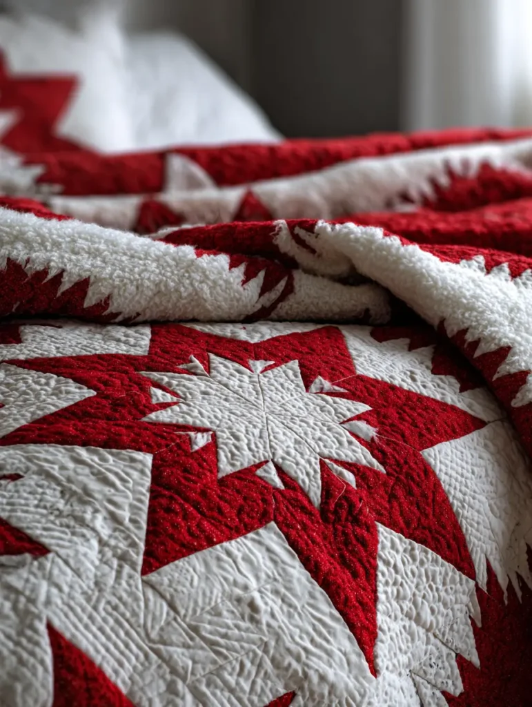 Classic Red and White Christmas Star Quilt Patterns