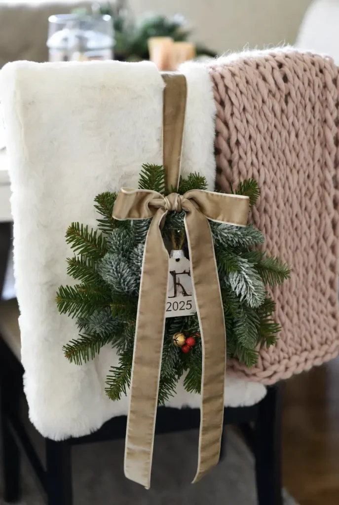 Cozy Chair Back Decor Throws, Mini Wreaths, and Personalized Ornaments
