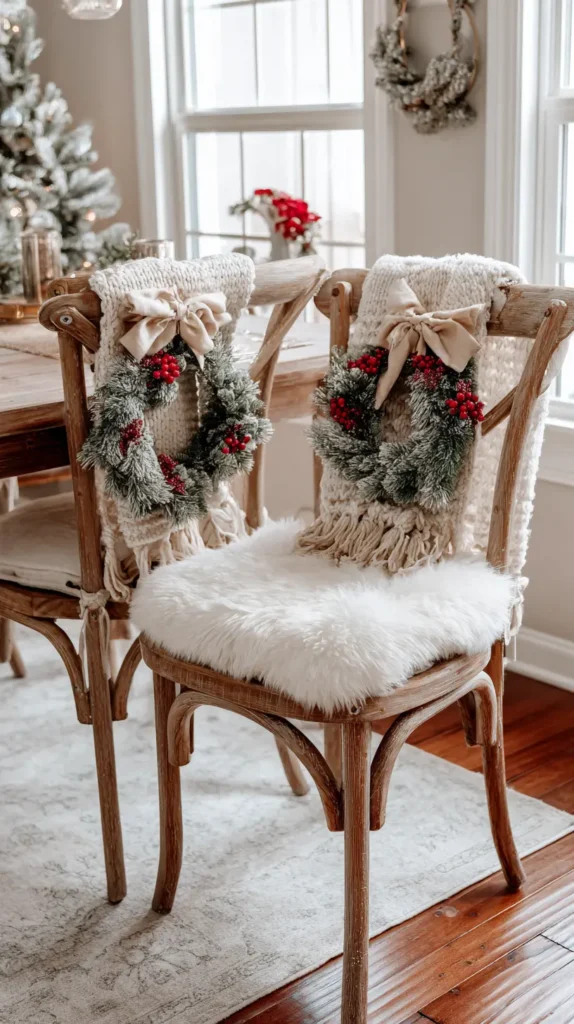 Cozy Chair Back Decor Throws, Mini Wreaths, and Personalized Ornaments