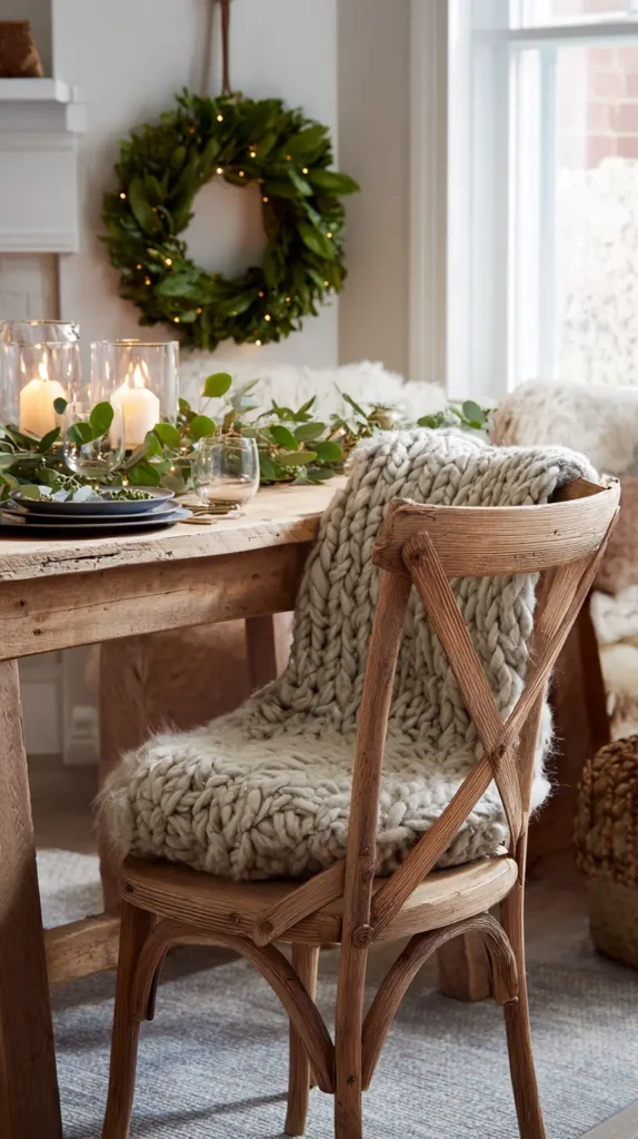 Cozy Chair Back Decor Throws, Mini Wreaths, and Personalized Ornaments