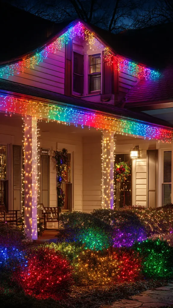 Dazzling Multicolor LED Roofline and Net Light Displays