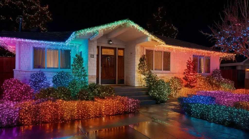 Dazzling Multicolor LED Roofline and Net Light Displays