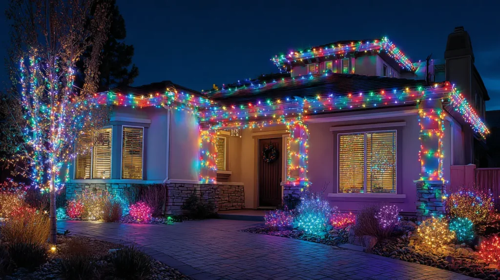 Dazzling Multicolor LED Roofline and Net Light Displays