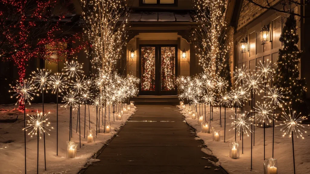 Elegant Pathway Lighting with Starburst and Candle Effect Stakes