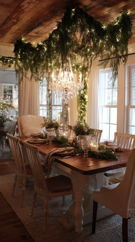 Festive Overhead Lighting - Draping Garland on Chandeliers and Pendants