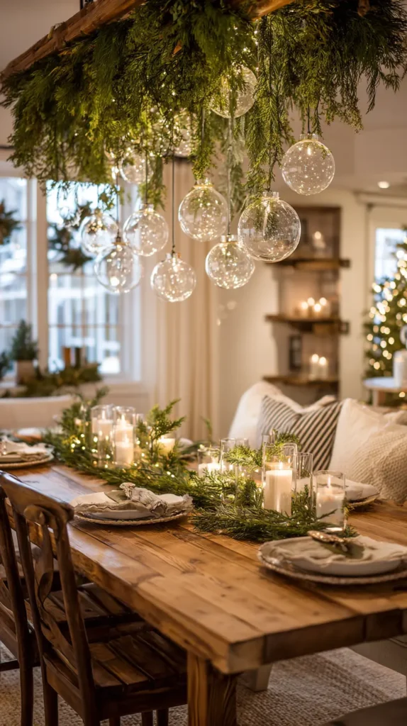 Festive Overhead Lighting - Draping Garland on Chandeliers and Pendants