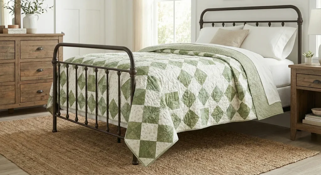 Floral Farmhouse Quilt Patterns with a Subtle Verdant Touch