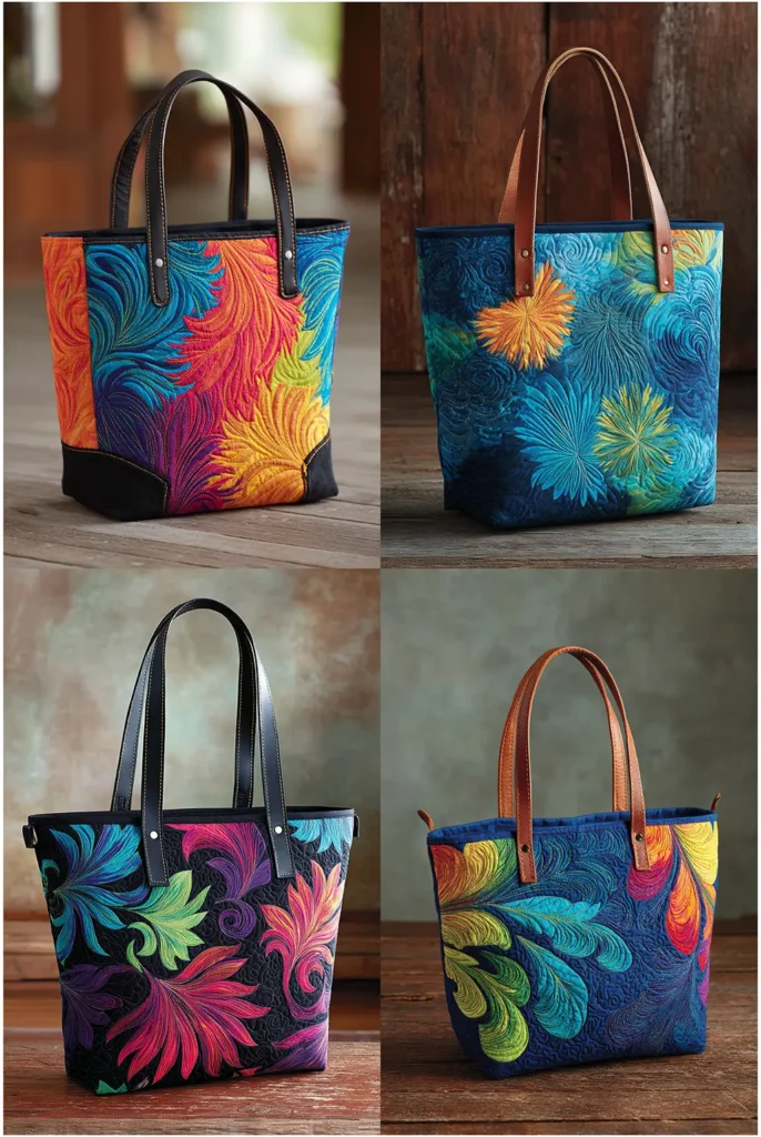 Free-Motion Art Quilted Tote Bag Inspiration