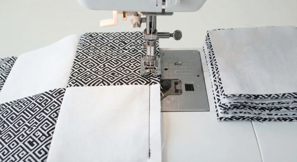 Gingham Black and White Picnic Quilt for Outdoor Use