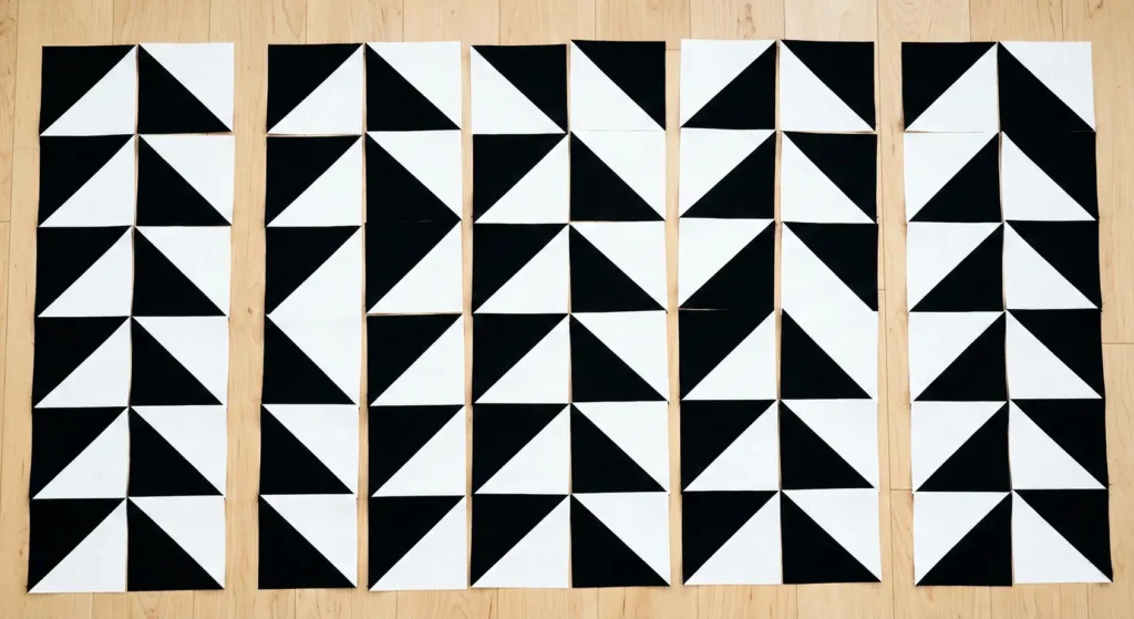 Herringbone Black and White Quilt for Floor Throw
