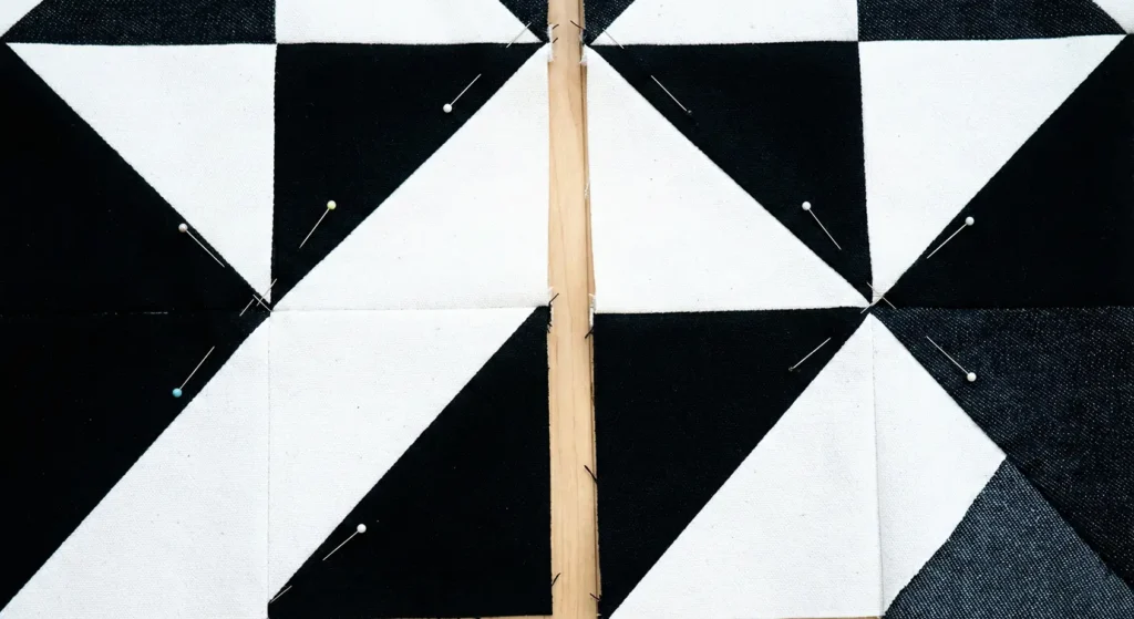 Herringbone Black and White Quilt for Floor Throw