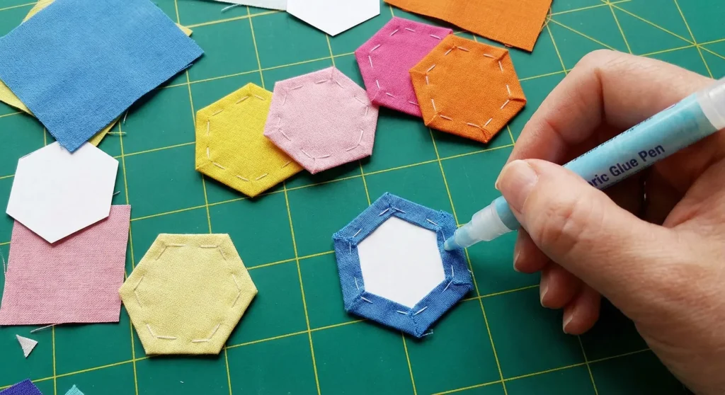 Hexagon Paper Pieced Quilted Flower Bag