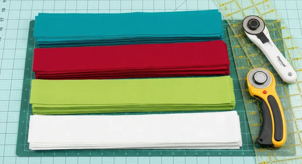 Holiday Log Cabin Star Quilt with Festive Colors