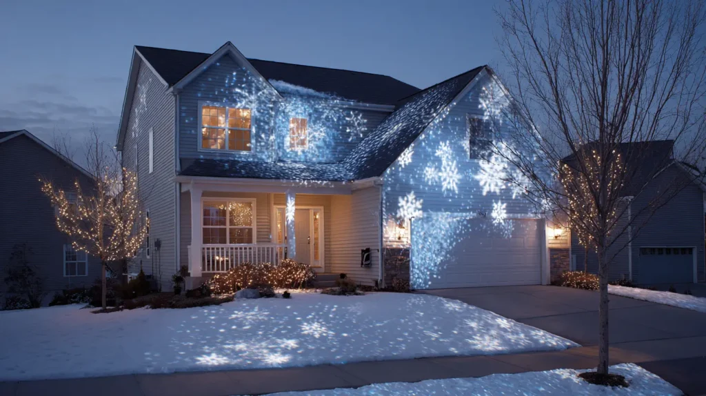 Laser or Projector Snowflake Light Show for Instant Outdoor Magic