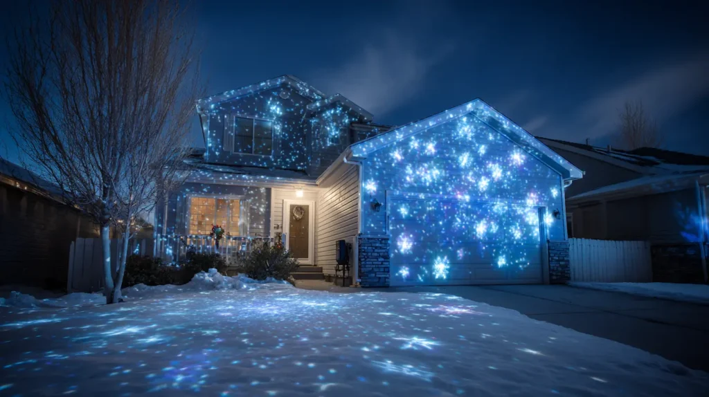 Laser or Projector Snowflake Light Show for Instant Outdoor Magic