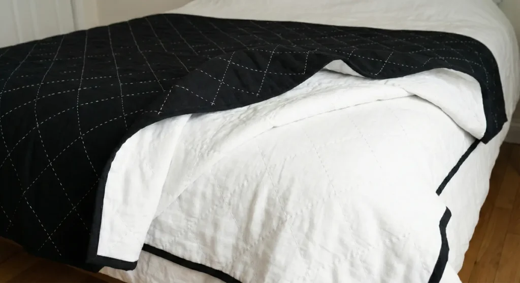 Layered Black and White Quilts for Cozy Yet Modern Rooms