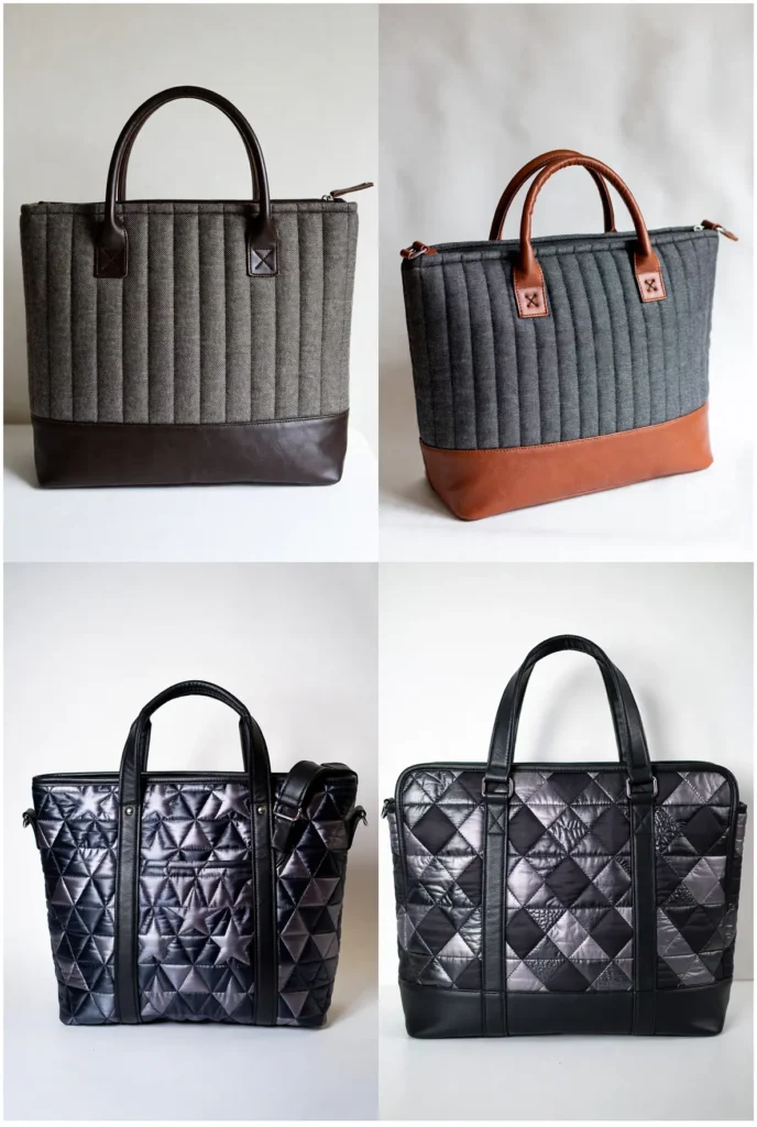 Leather Trim Quilted Professional Laptop Bag