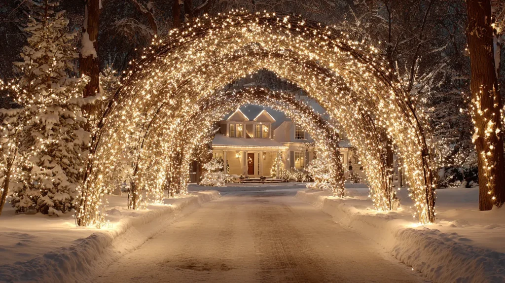 Lighted Garland Archways for Entryways and Driveways