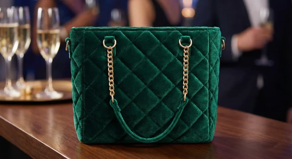Luxurious Velvet Quilted Mini Tote for Evenings