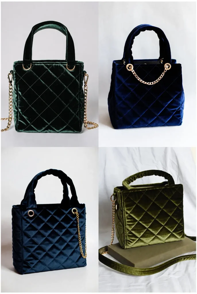 Luxurious Velvet Quilted Mini Tote for Evenings