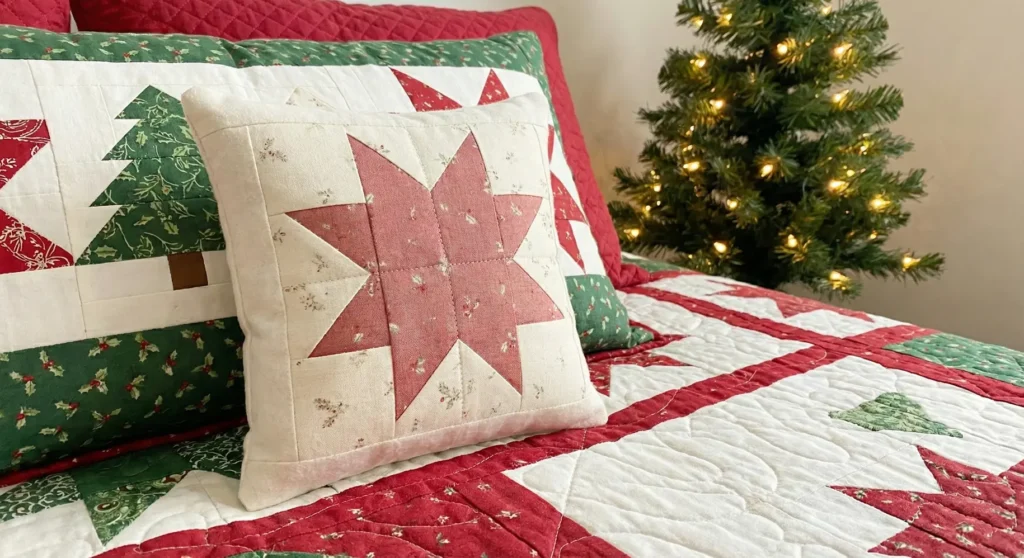 Miniature Star Quilt Blocks for a Festive Accent Pillow