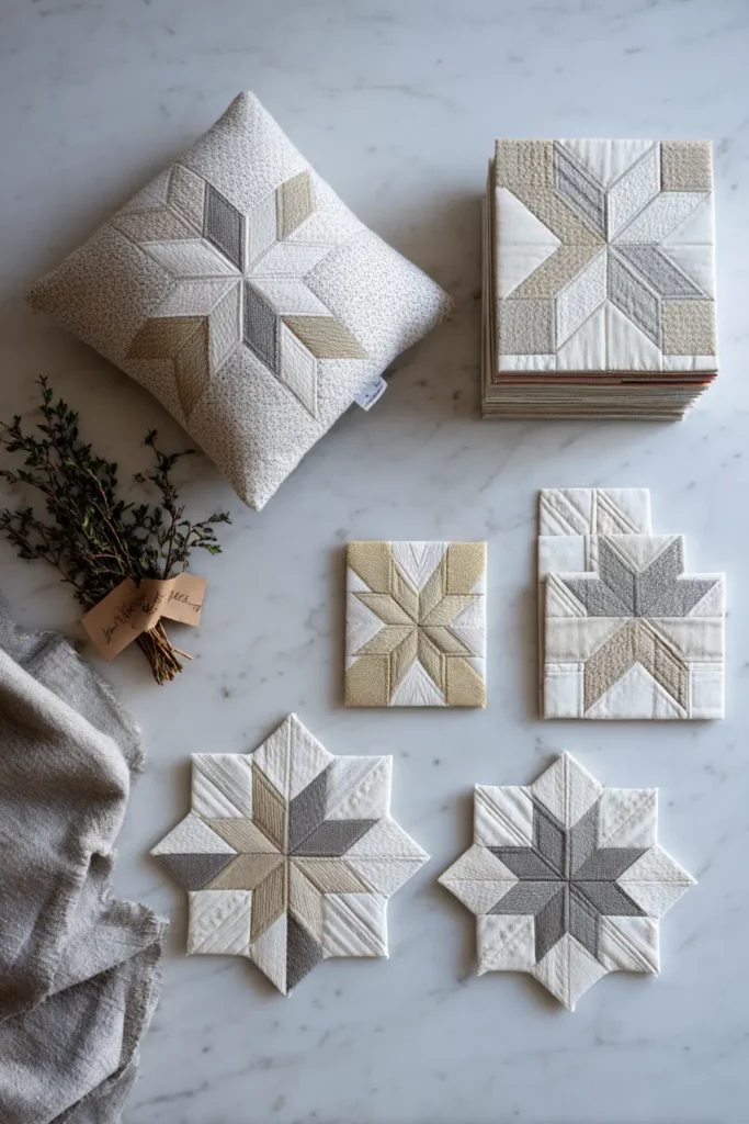 Miniature Star Quilt Blocks for a Festive Accent Pillow