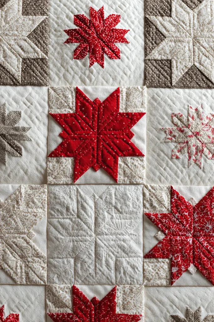 Miniature Star Quilt Blocks for a Festive Accent Pillow