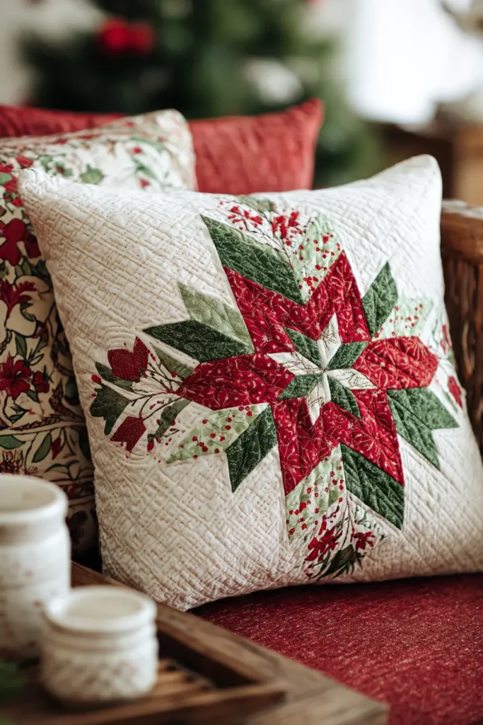 Miniature Star Quilt Blocks for a Festive Accent Pillow