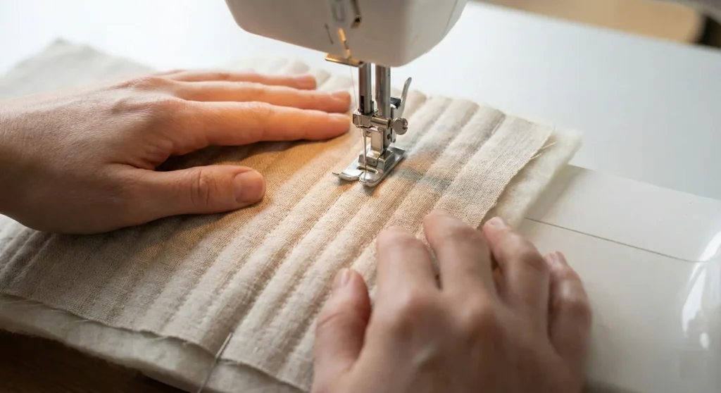 Minimalist Linen Tote with Vertical Channel Quilting